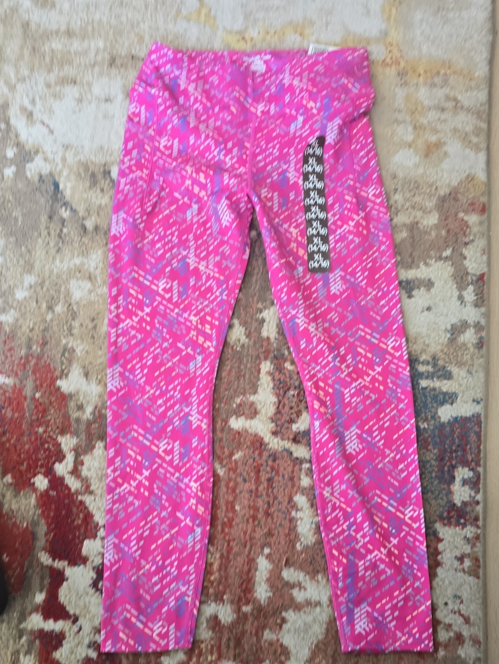 Kids Pink Patterned Active Leggings